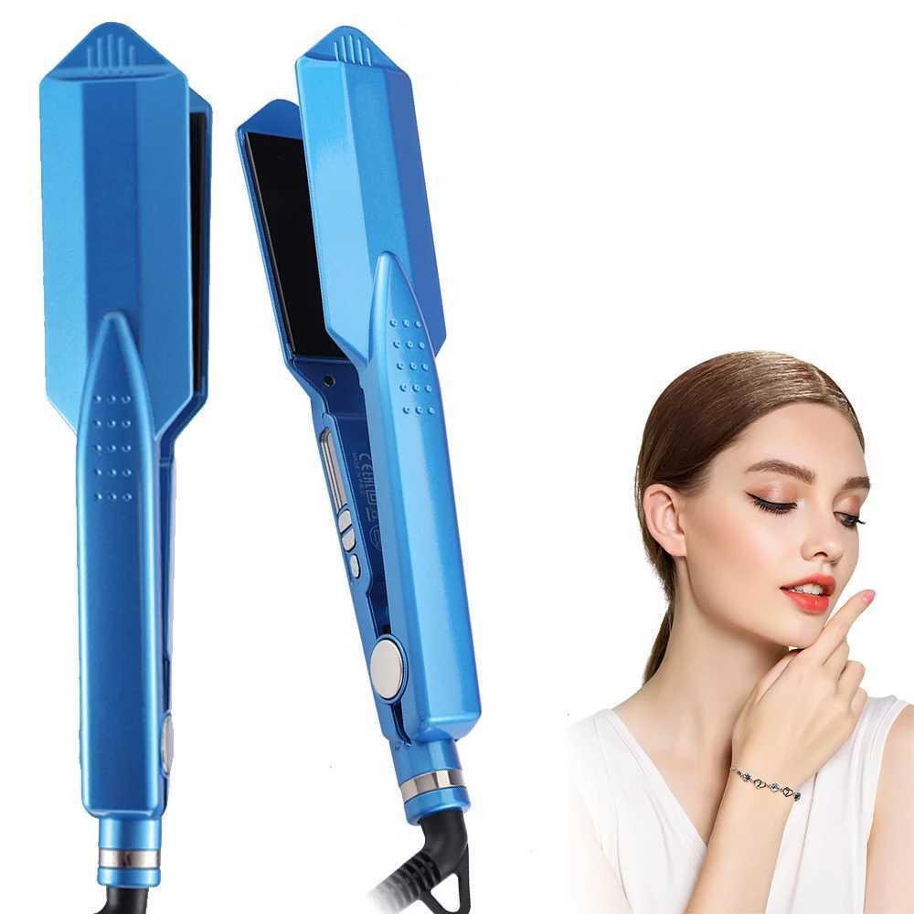 Wide titanium flat iron for professional hair straightener with 470F fast heating and dual voltage flat iron CL240923