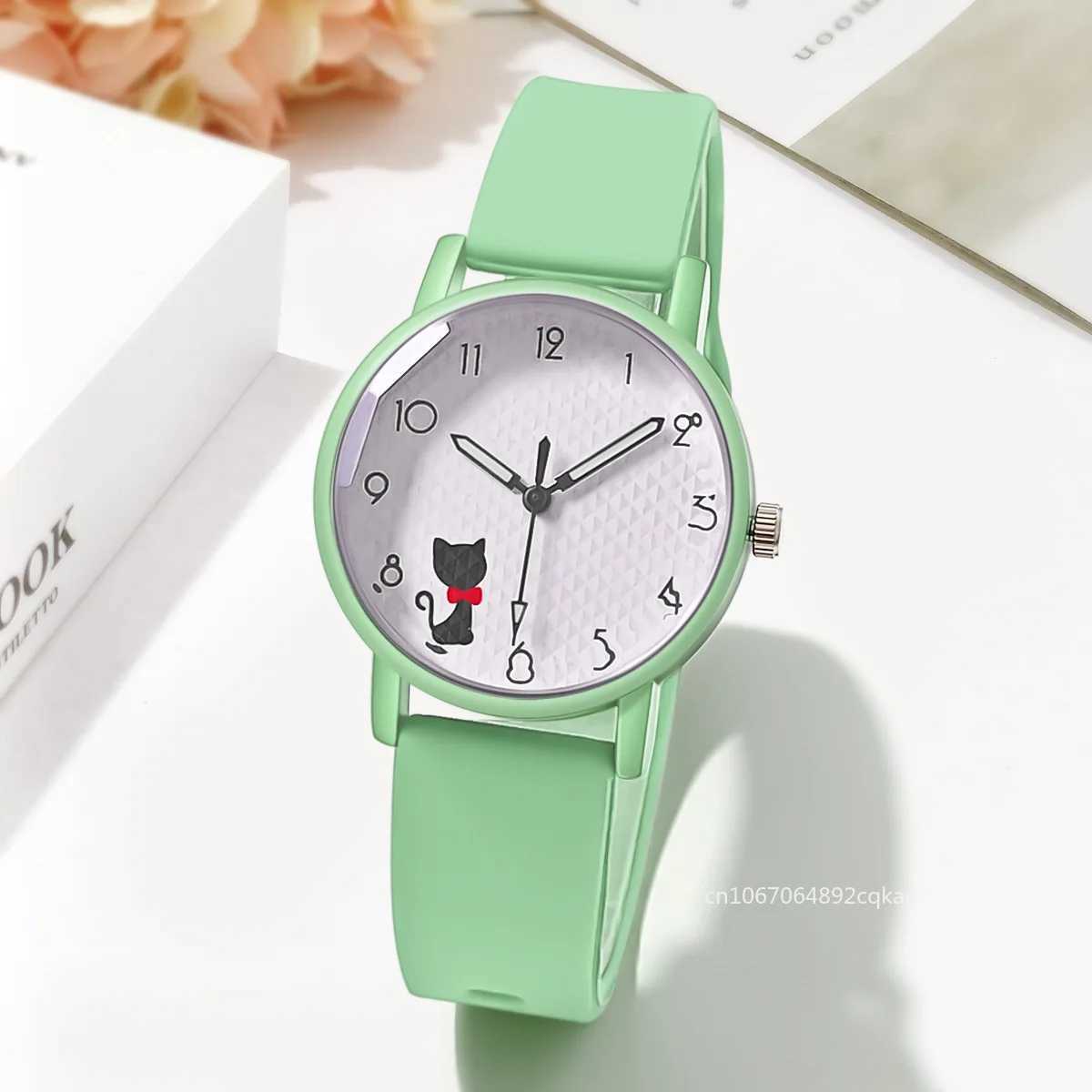 Student Quartz Watch Lovely Cat Bracelet Kids Watch Women Wristwatches Sport Silicone Watches Relgio Feminino Birthday GiftX240923