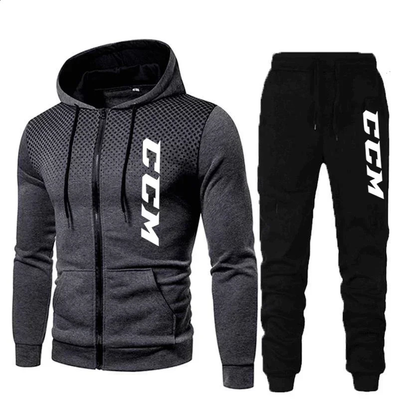 CCM Mens Hoodie Fitness Gym Clothing Running Set Sportswear Slow Winter 240914