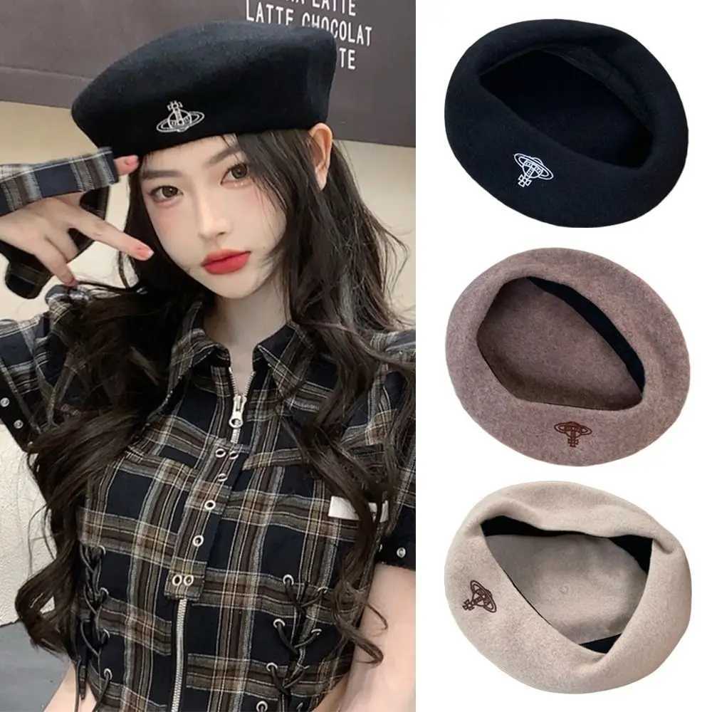 Berets Autumn Winter Warm Wool Berets Hat Retro Solid Color Plain C All Matched Soft French Artist Hat for Women J240923