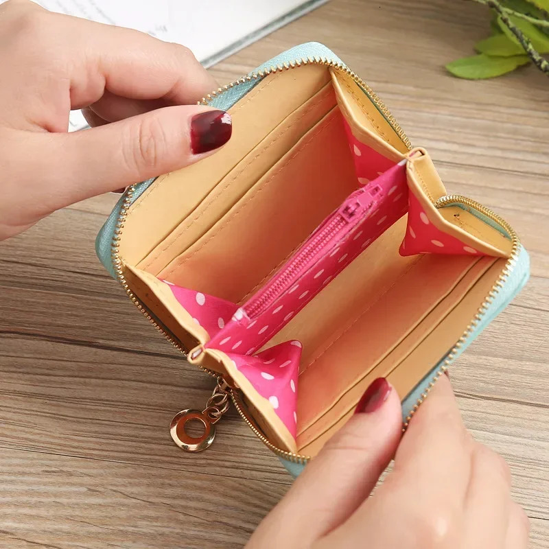 2025 New Cute Candy wallet Bow Women Small Leather Wallets Zipper Purses Girls Lady Purse Female Short for Coins Card Holders Clutch Wallet