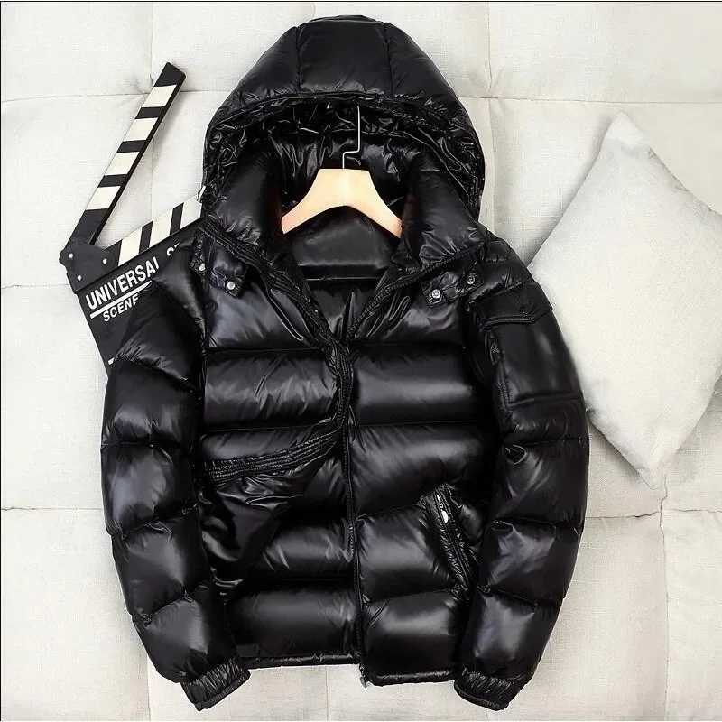 Mens Winter Hooded Shiny Mens Casual White Duck High-Quality Outdoor Windproof Thick Warm Down Jacket W240923