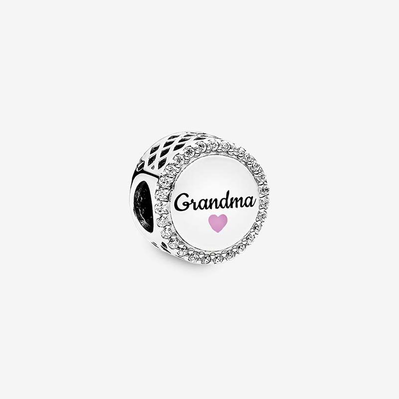 Grandma Charm 925 Sterling Silver Logo Charms Set Bracelet Bangle DIY Making Components Women Jewelry Beads Round Charm With Luxurious Box W