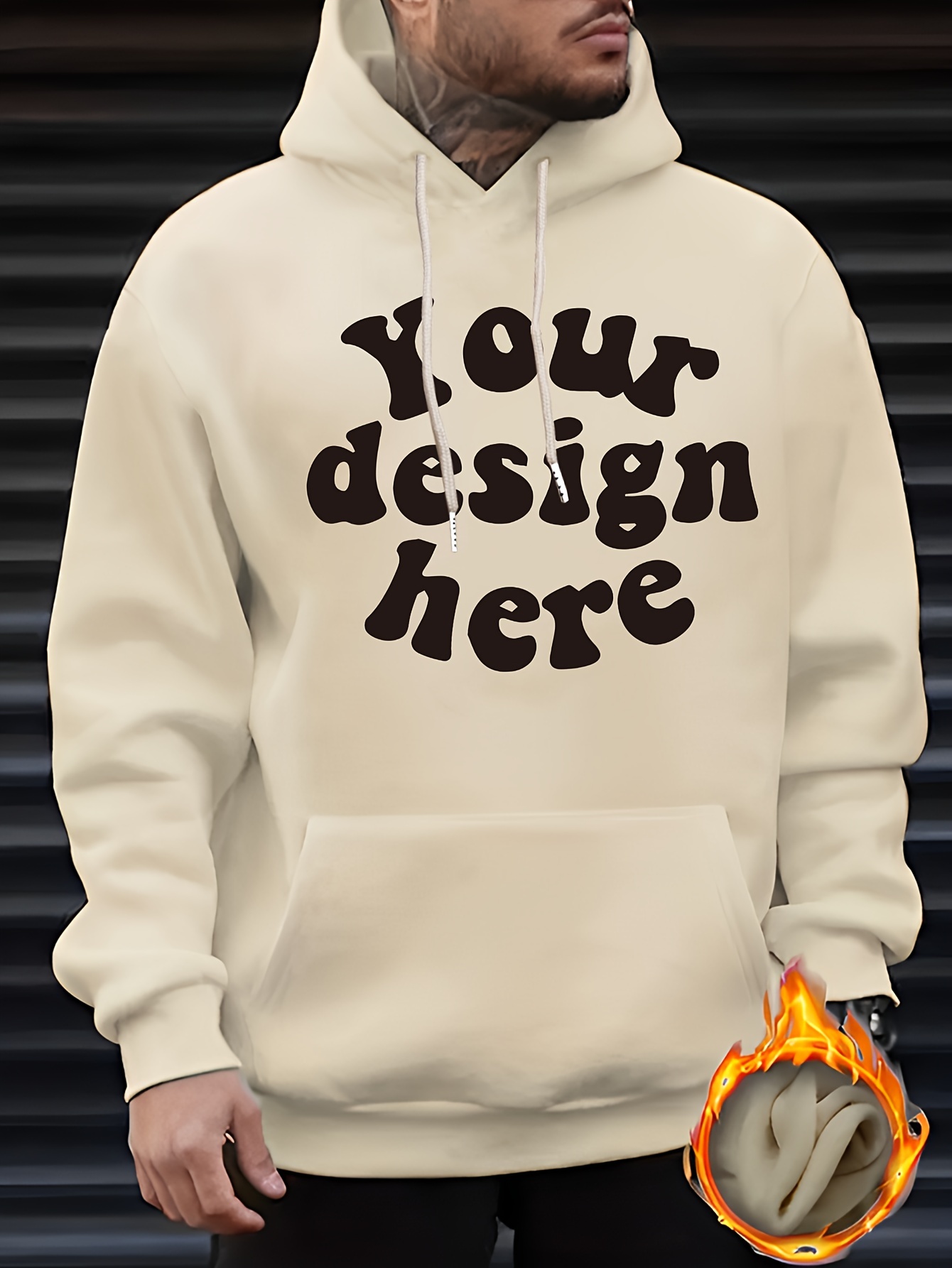 Men Sweaters Mens Personalized Your Design Here Letter Print Casual Hoodie | 100% Polyester Knit Fabric with Slight Stretch | Regular Fit Pullover wit