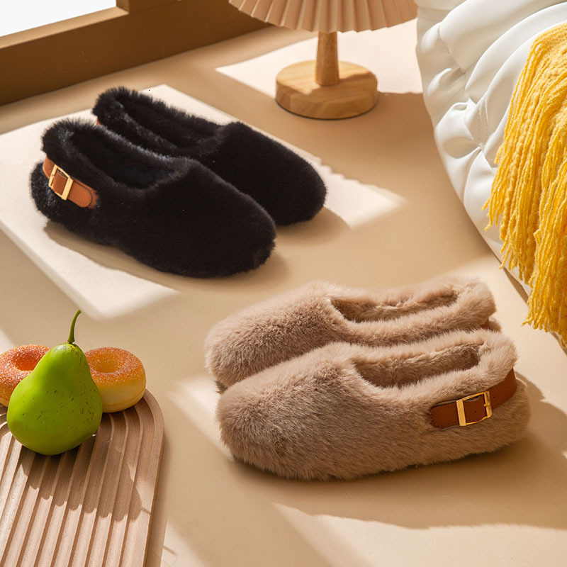 2024 Warm Platform Home Plush Comfortable Indoor Winter Slippers Fluffy Cotton Shoes For Women