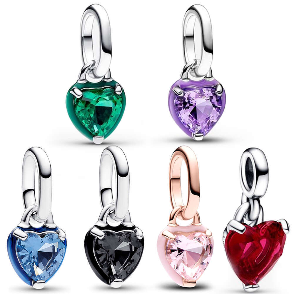 925 Sterling Silver Me Series Black Charm Heart Mini Dangle Charms Fit Original Me Bracelet Original Necklace Pendant Jewelry DIY For women Fashion Gi
