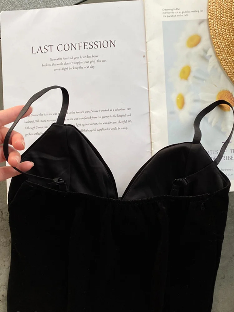 Women Retro Velour Strap Tops Summer V Neck Sleeveless Backless Slim Tank Top Chic Print Sexy Off Shoulder Short Camis 240918