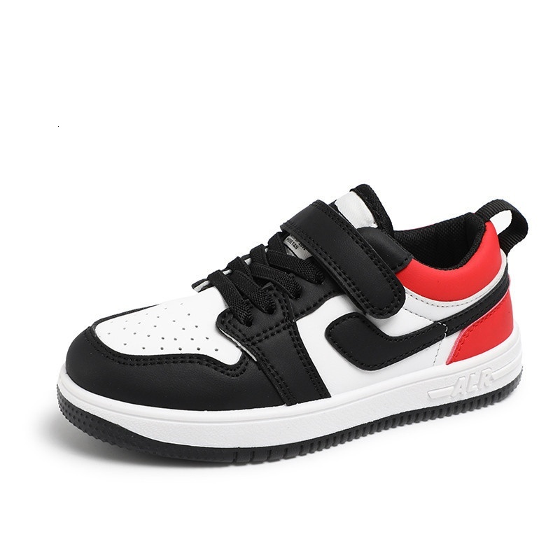 Children's low cut leather casual board new girls' color matching Korean version, boys' sports shoes, students' handsome and versa
