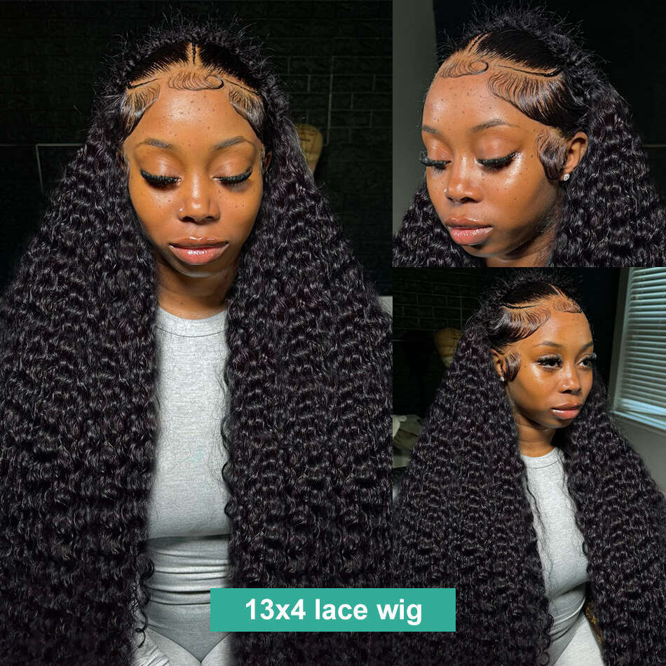 30 40 Inch Deep Wave Full13x4 13x6 HD Wig Water Curly Human Hair Lace Frontal Wigs For Women
