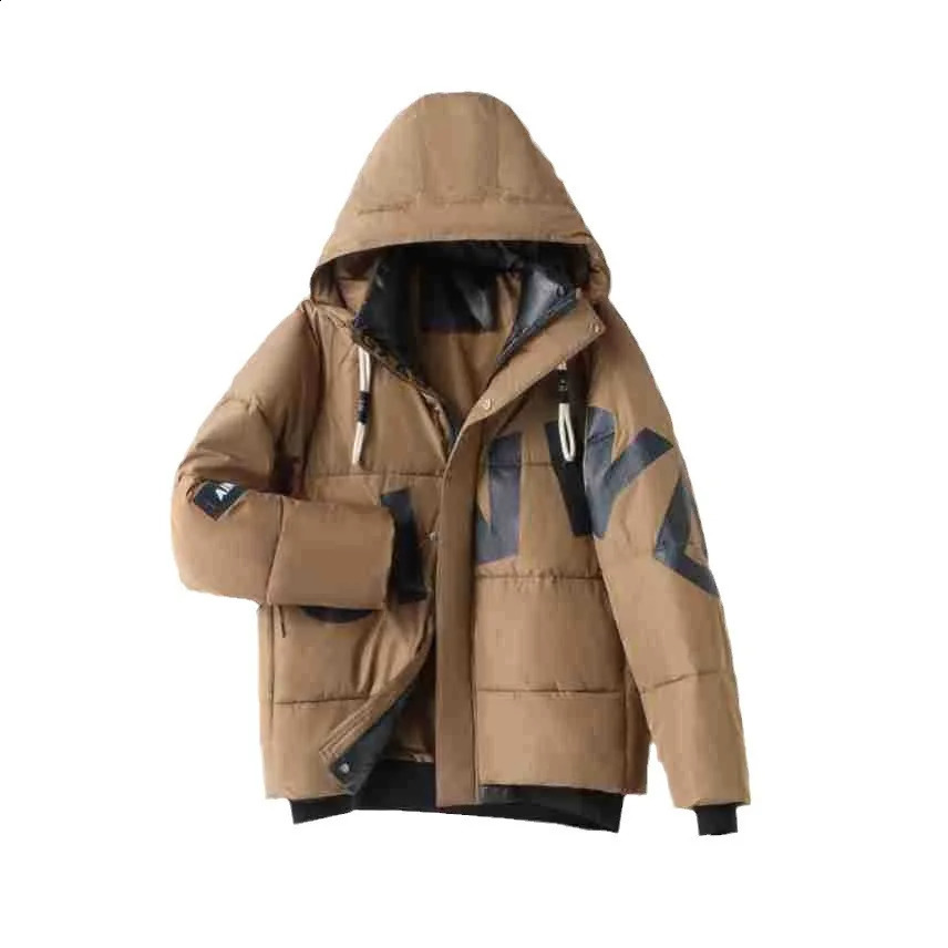 2024 Winter Womens Jacket Female Cotton Padded Printed Letter Thick Wide Bread Jacket Womens Casual Loose Hooded Cotton Jacket 240918