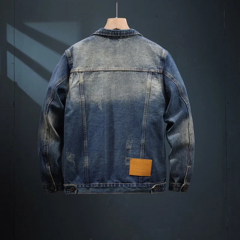 Laundry denim jacket mens American style trend retro street harassment tool highend casual nostalgic autumn clothing 240921