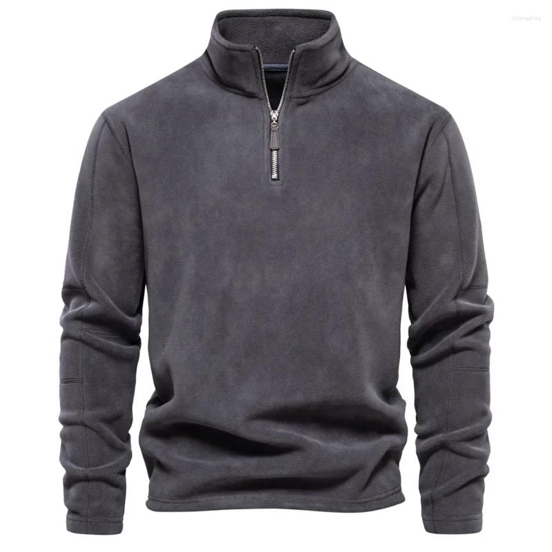 Mens Hoodies Autumn Winter Mens Sweatshirt Stand Neck Half Zip Long Sleeve Hoodie High-quality Fashion Versatile Fleece Sweaters Men
