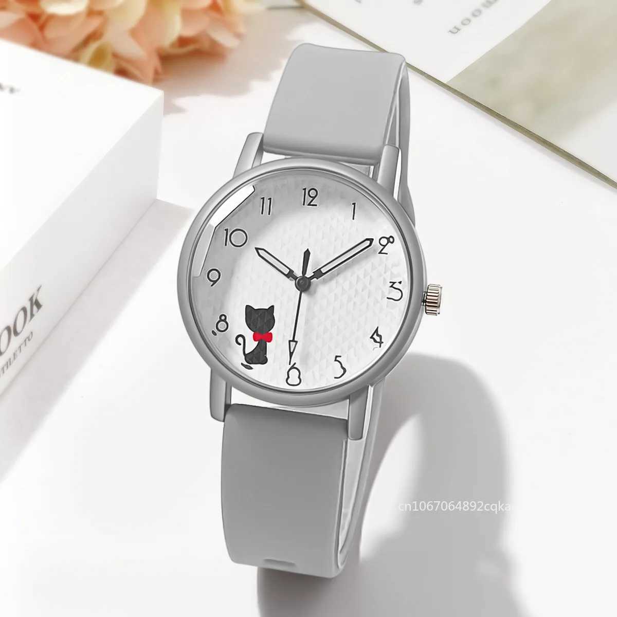 Student Quartz Watch Lovely Cat Bracelet Kids Watch Women Wristwatches Sport Silicone Watches Relgio Feminino Birthday GiftX240923