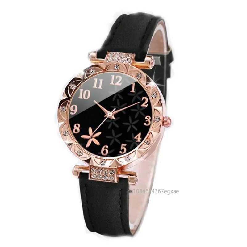 6PCS Set Watch For Women Luxury Leather Analog Ladies Quartz Wrist Watch Fashion Bracelet Watch Set Female Relogio FemininoX240923