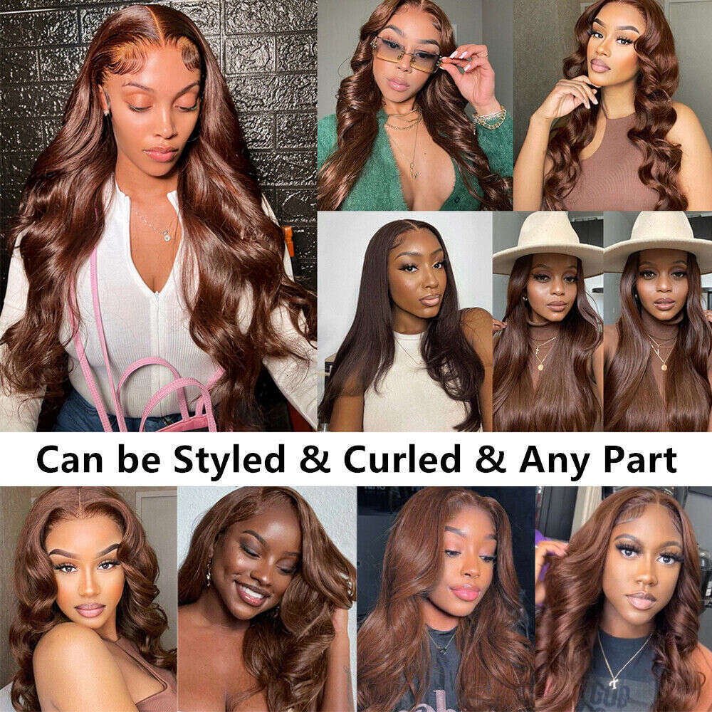 Body Wave Chocolate Lace Front Wigs Human Pre Plucked Brazilian Brown Virgin Hair Bleached HD Frontal Wig For Women