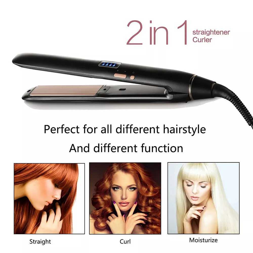 2-in-1 professional straightener with curled iron PTC heating flat iron tourmaline ceramic maximum digital temperature of 210 /750 dry and wet CL24092