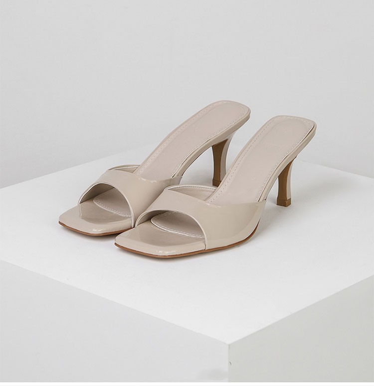 Elegant Girls High Heel Sandals Slippers .stiletto Heel,square Toe Casual Party Summer Women Mules Heels Shoes