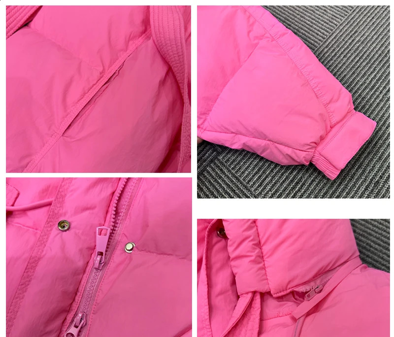 Loose Hoodie Purple Short Sleeve Womens Jacket Winter Casual Bat White Duck Down Thick Puff Coat 240921