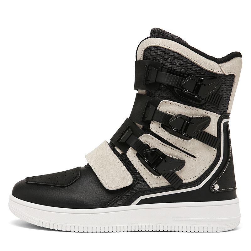 ddmytiger new plus size casual buckle high top fashionable with anti slip rubber gear shift plate motorcycle shoes C ddmythur