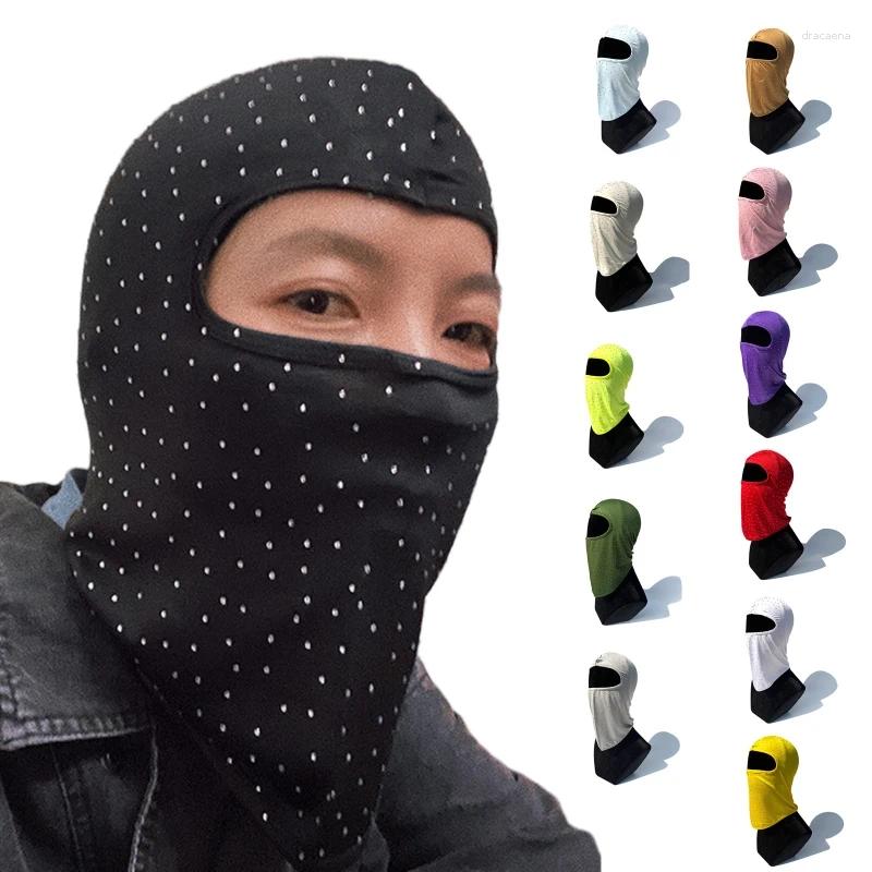Berets Cycling Motorcycle Full Face Mask Shiny For Rhinestone Sun Hood Balaclava Ne N7YD