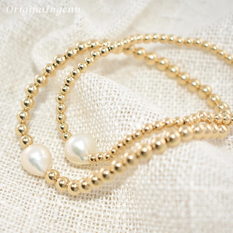 Freshwater Pearl Bracelet: Gold-Plated Waterproof Beaded Jewelry for Boho Chic Bridal Style 4