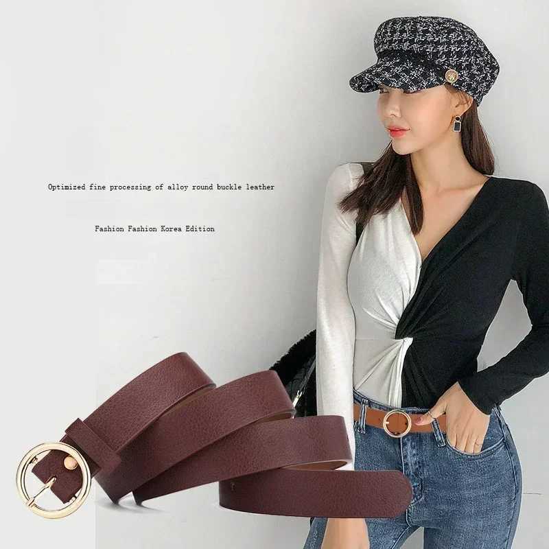 Women Genuine Leather Belt Fashion High Quality Vintage Luxury Brand Waistband Pin Buckle Brown Solid Color Belt LadiesX240923