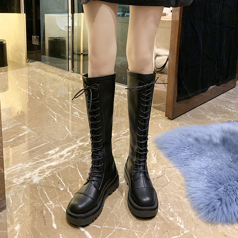 Luxury boot designer Long for women 2024 new autumn and winter slim high tube thick soled long white with fleece small knight boots shoes
