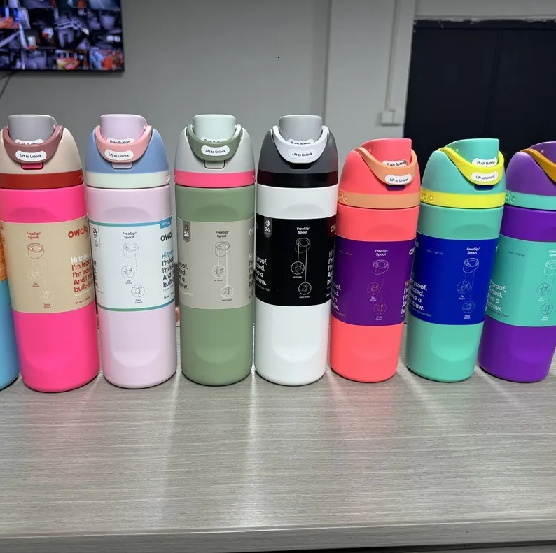 Three Capacity owala sports style stainless steel tumblers 19oz 24oz 32oz out going water bottle drinking tumbler outdoor camping cup vacuum insulated