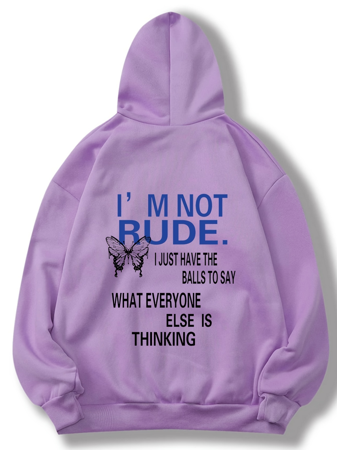 Butterfly Charm Hoodie - Womens Casual Long Sleeve Sweatshirt with Eye-Catching Letter Print, Loose Fit & Handy Pockets - Comfortable Fashion Wear