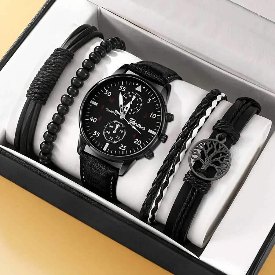 1pc Mens Quartz Watch 4pcs Bracelets Mens Watch Set Ideal choice for GiftsX240923