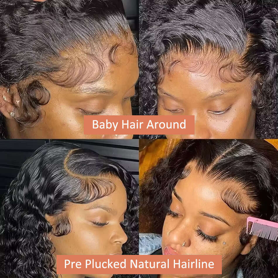 200 Density Kinky Curly Short Bob 13x4 HD Frontal Human Hair Deep Wave 13x6 Lace Front Glueless Closure Wigs For Women