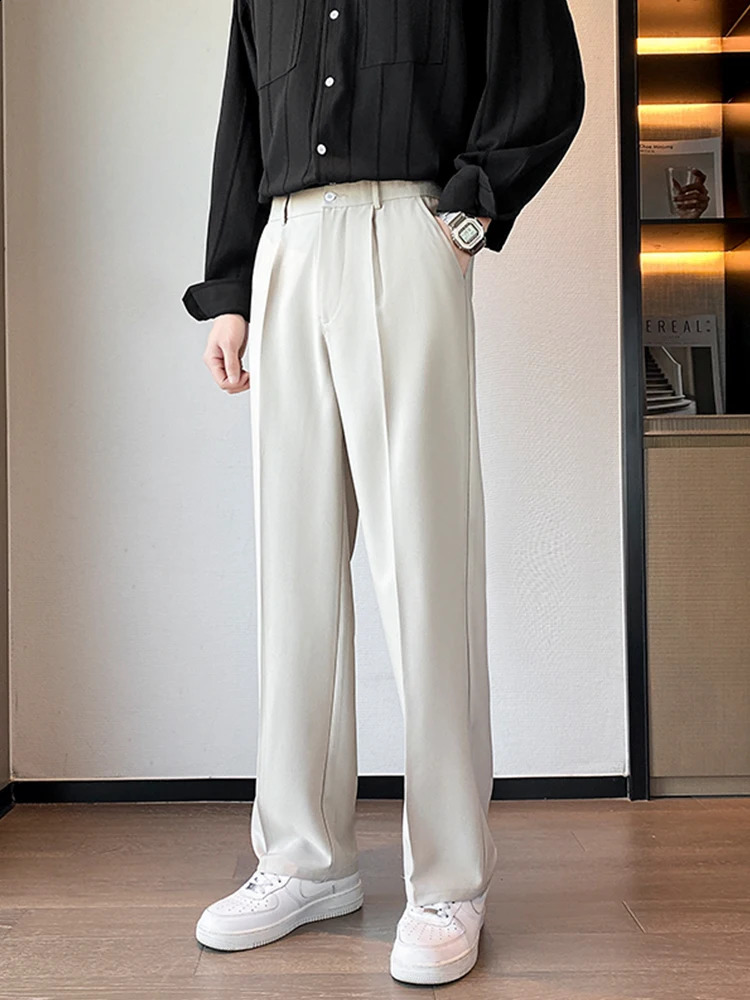 Korean fashion pants Chinos Trouser workwear pleated 240918