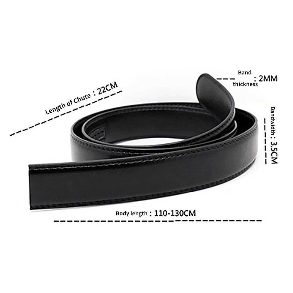 1pc New High Quality Luxury Mens Leather Automatic Ribbon Waist Strap Black Belt Without Buckle Suit for Vintage JeansX240923