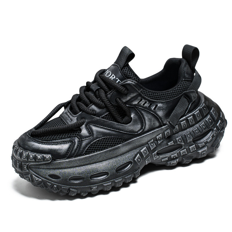 2024 new free shipping running shoes suitable for men's breathable mesh thick sole height increasing sports shoes black purple gray outdoor sport