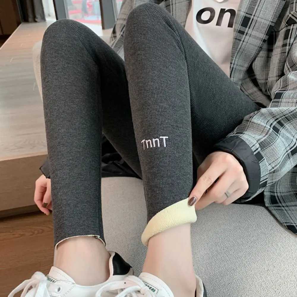 Fashion Letter Women Leggings Embroidery Thickened Long Pants Autumn Winter Warm UnderpantsX240914