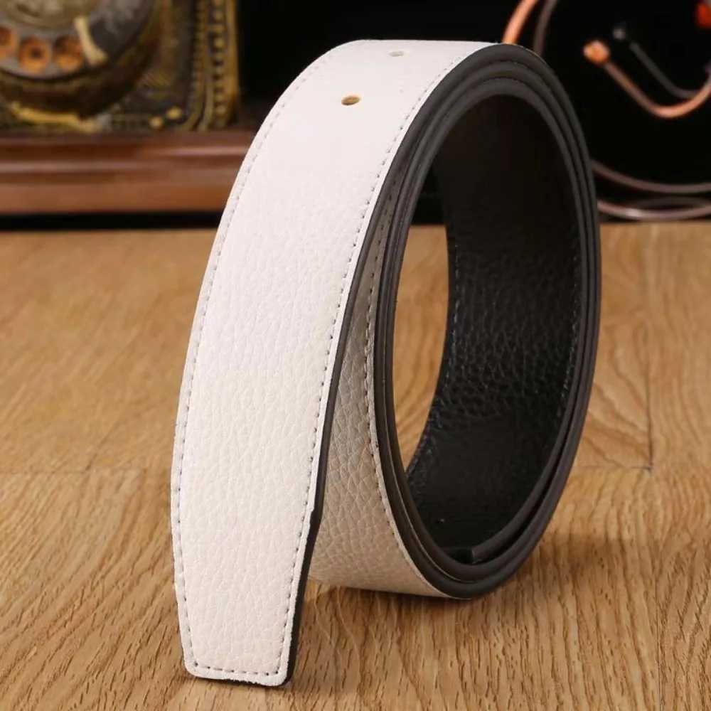 3.7cm Luxury Men Leather Belt Strap Genuine Leather No Buckle Belt Trouser Jeans Belt Decor Decorative TrousersX240923