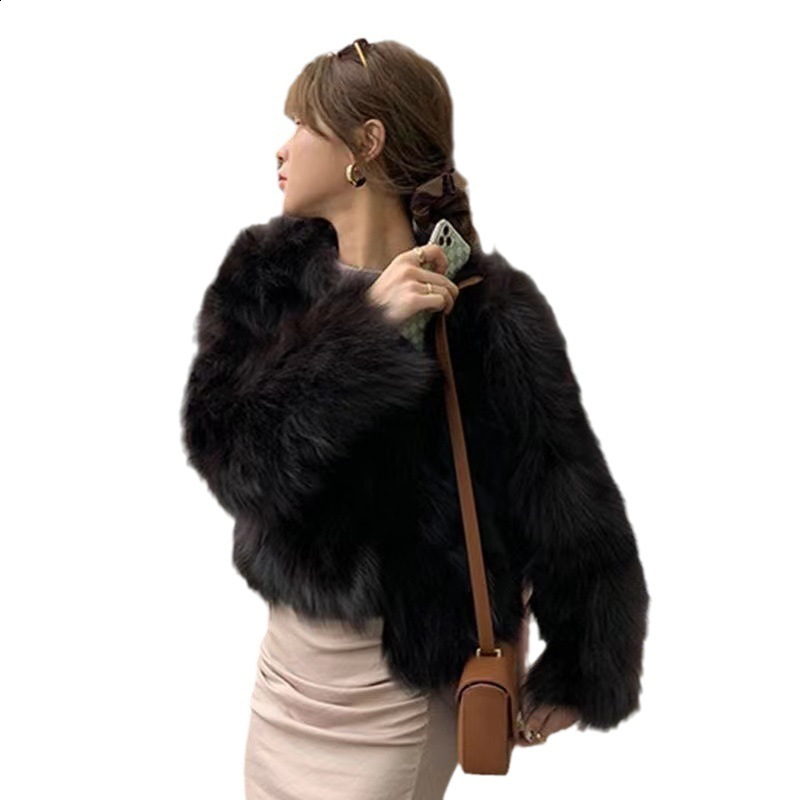 RR2819 Streetwear Faux Mongolian Sheepskin Fur Coats Women faux Sheep Fur Jackets Fuflly Long Sleeve Short Fur Coats Winter Warm 240919