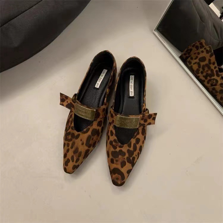 Leopard Print Flats French Style Versatile Trendy Shoes for Women 3dd1