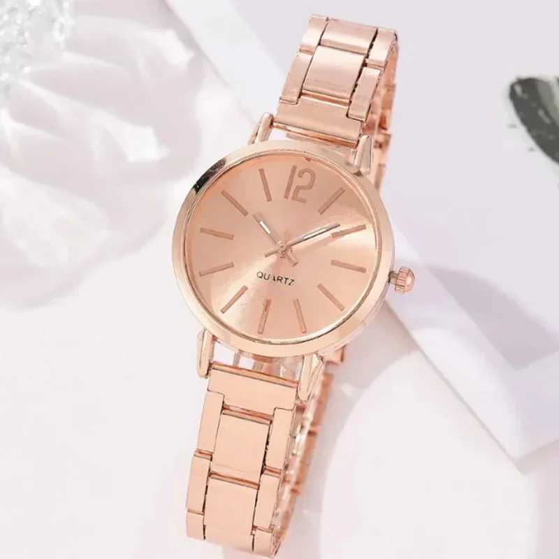 Fashion Gold Bracelet Quartz Wristwatch Luxury Watch for Women Simple Round Dial Stainless Students Ladies Watches Reloj MujerX240923