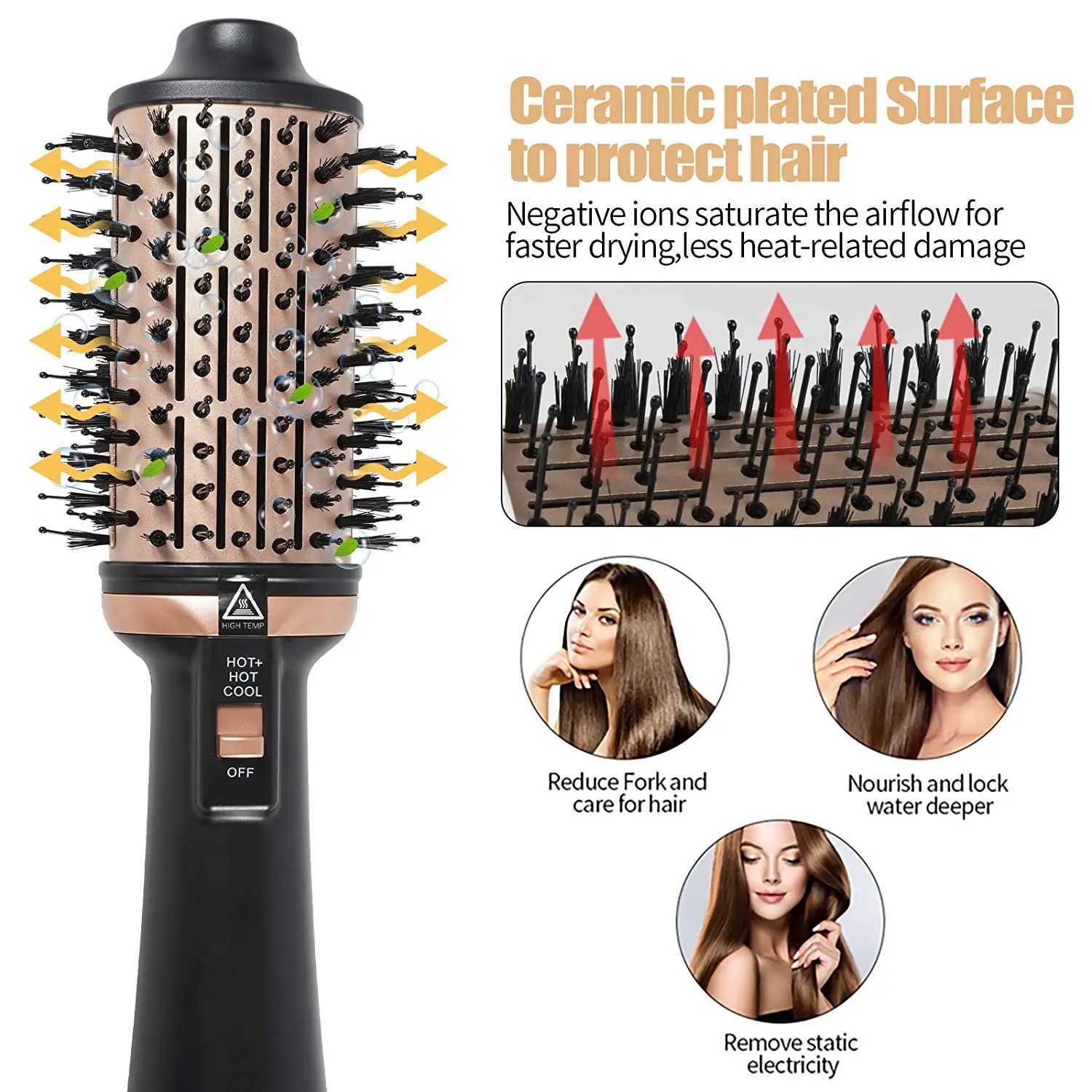 One step hair dryer and volumetric hot air brush professional straightener and curling iron hot comb hair dryer hair styling tool CL240923