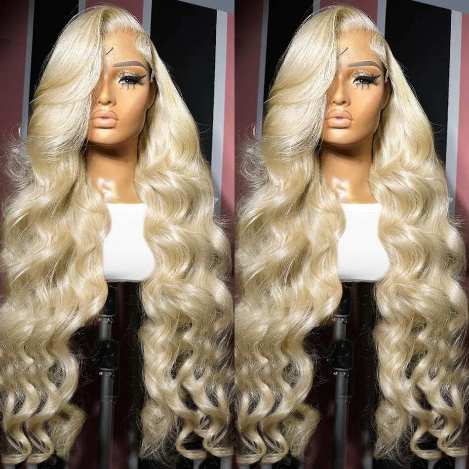 13x6 Body Wave 38Inch 613 Honey Blonde Frontal Human Hair 200Density Brazilian Color 13x4 Lace Front Wig For Women