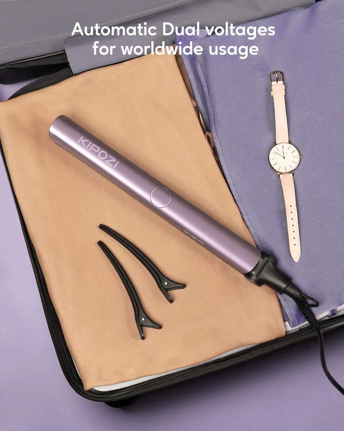 KIPOZI Professional Hair straightener 2-in-1 Curling Titanium Flat Iron Instant Hot Styling Tool with Digital Display Pro CL240923