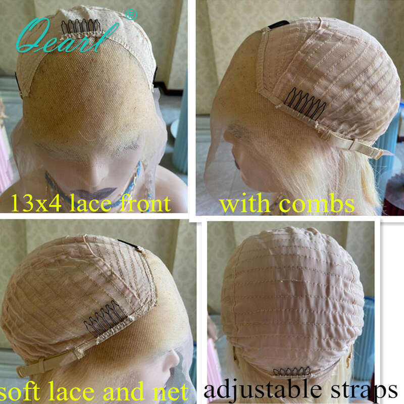 Large Small Size Cap Human Hair Wigs Warm Honey Blonde Frontal Glueless Light 613 Short Bob Lace Wig Natural Root Qearl