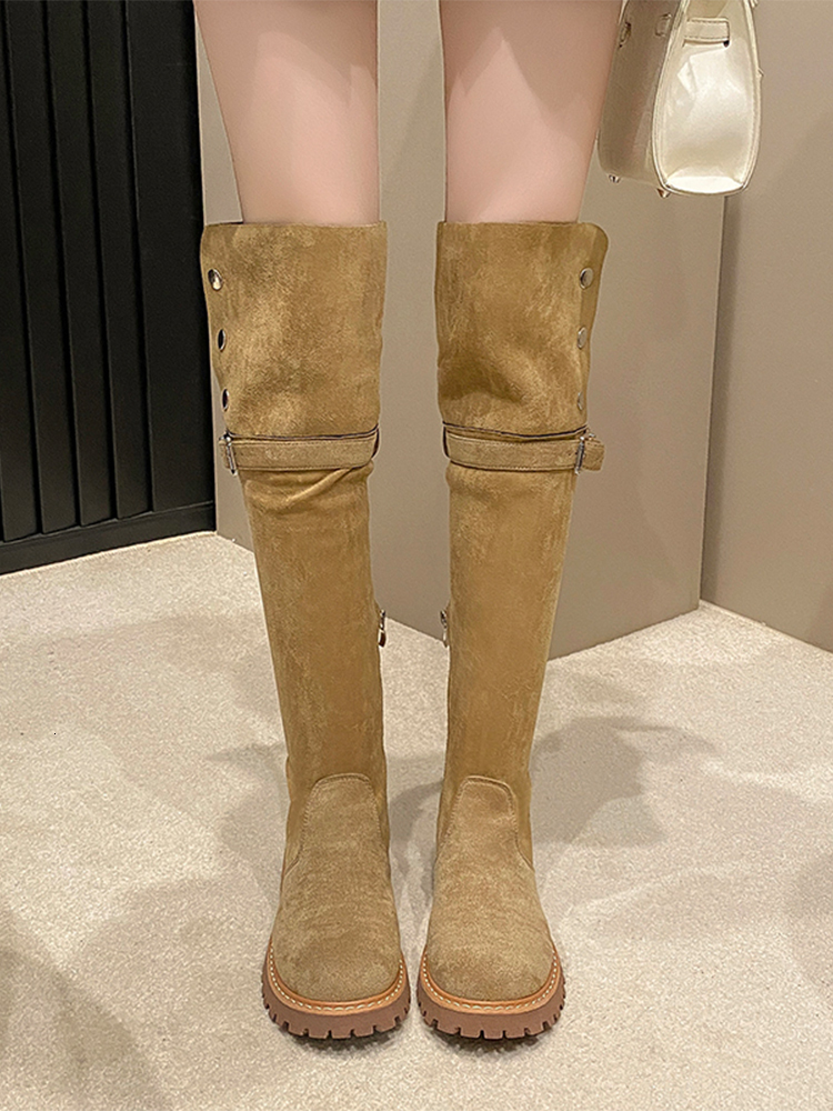 Luxury boot designer Knee over women 2024 new autumn winter with fleece for slimming and tall boots. Two pairs of thick soled long knight boots