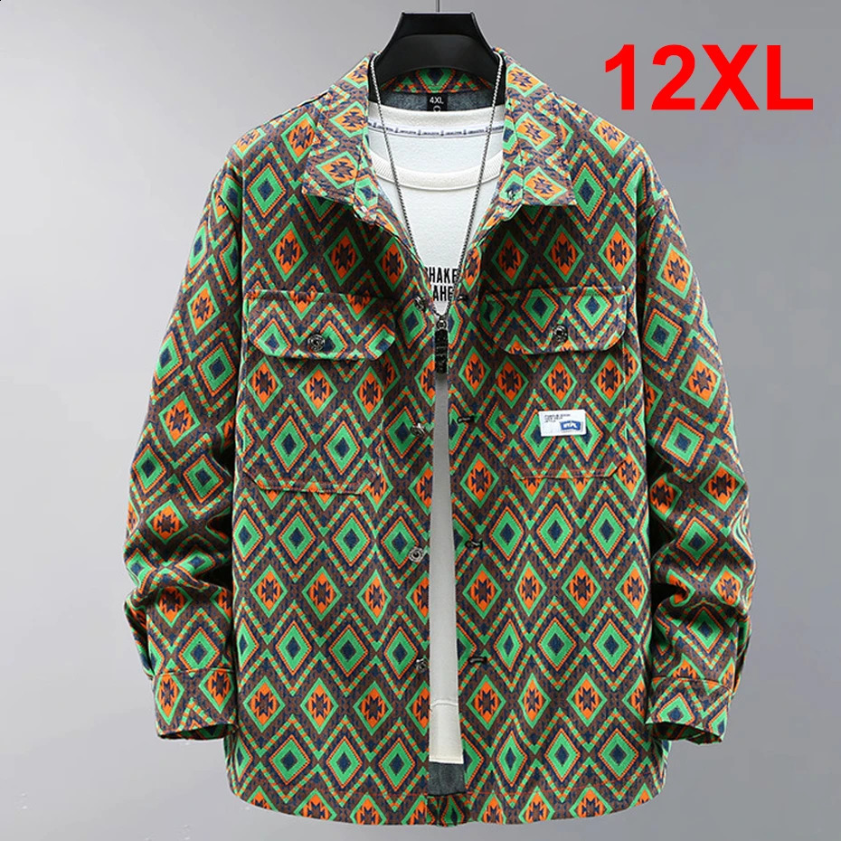 Retro denim jacket mens streetwear merchandise Plus size 11XL 12XL Spring and Autumn large 10XL 240921