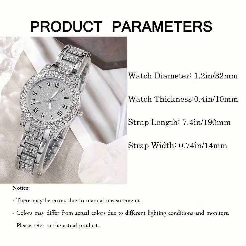 Luxury Rhinestone Quartz Watch Hiphop Fashion Analog Wrist Watch 6pcs Jewelry Set Gift For Women HerX240923