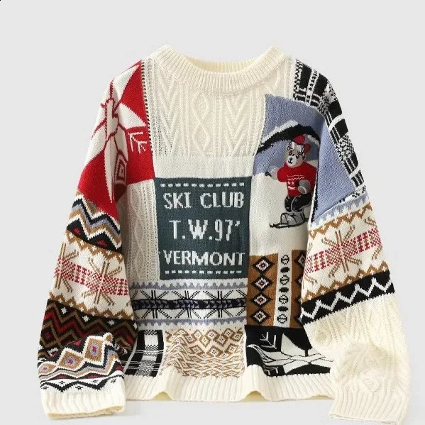 2023 Polo Turtle Neck Christmas Sweater For Men Women Preppy Style Loose Fit Fashionable Crew Pullover 240915
