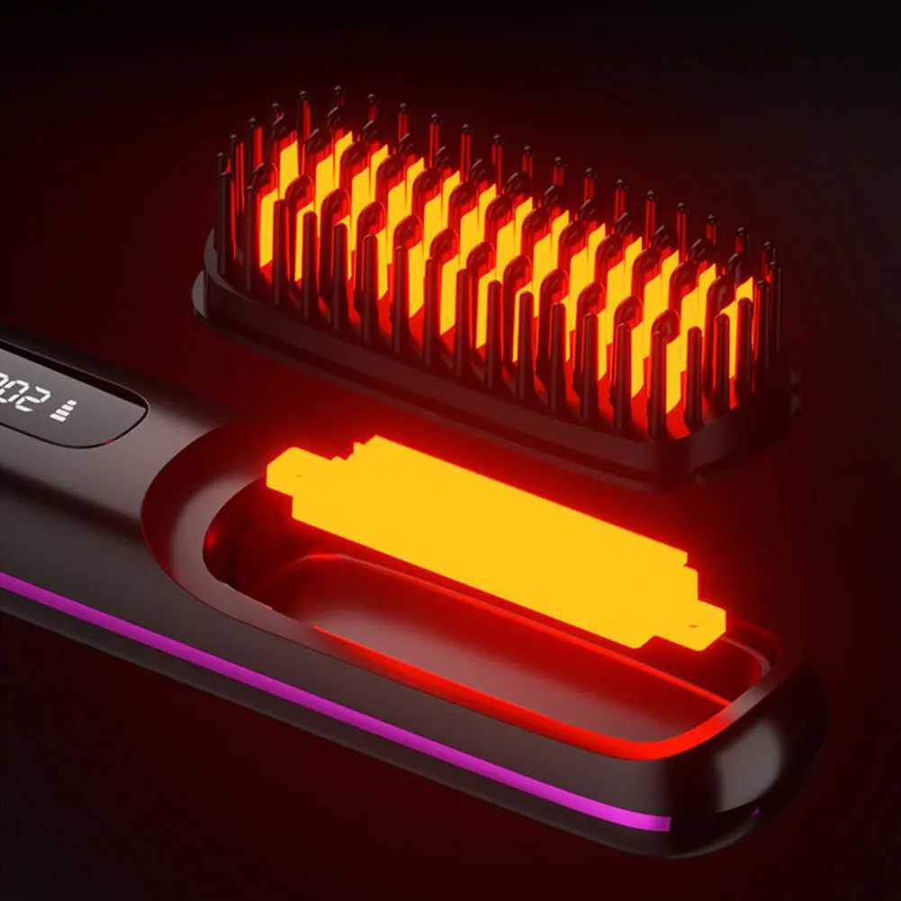 Cordless Straightening Comb Anti Scalp Portable Straightening Brush Rechargeable Straightening Comb Suitable for All Hair Types CL240923