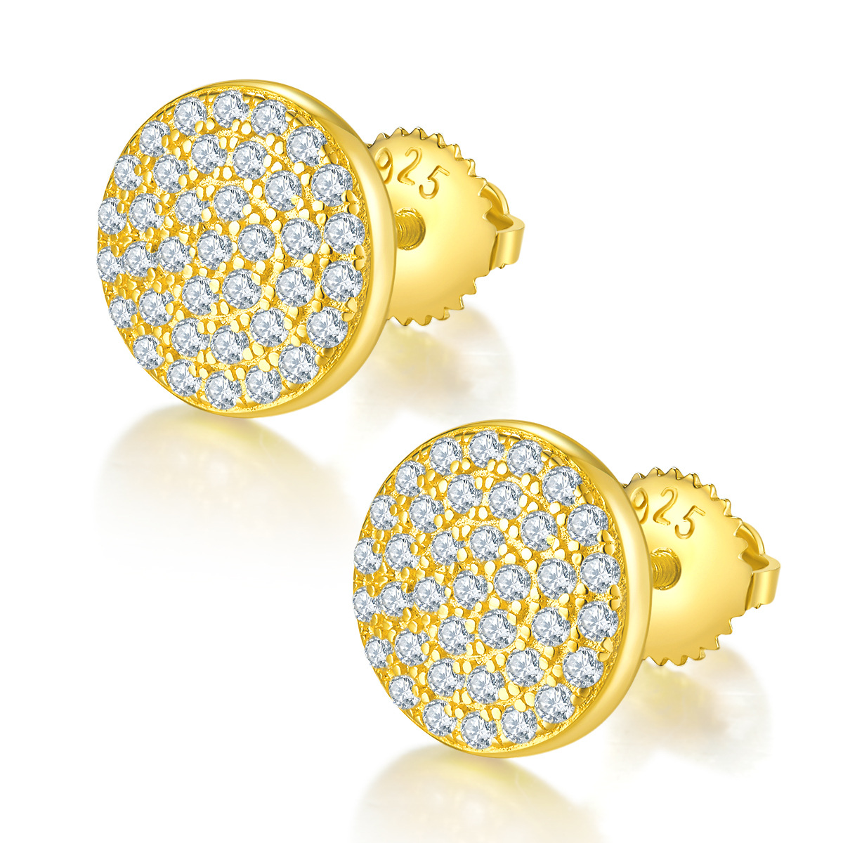 New hip-hop style stud earrings full of diamonds moissanite S925 sterling silver trend personality men's earrings Free shipping