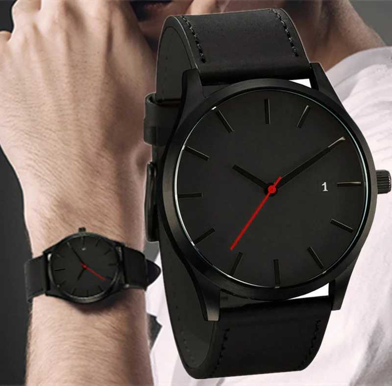 Simple Men Quartz Watch Relogio Masculino Military Sport Wristwatch Leather Strap Mens Reloj Complete Calendar Watches Hom SaatiX240923